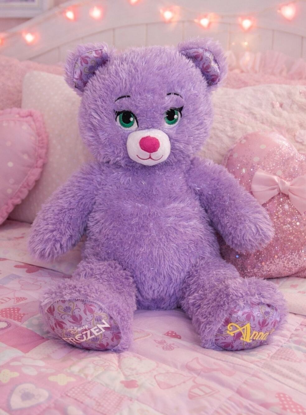 Build A Bear Frozen Anna Purple Sparkle Stuffed Bear 17"